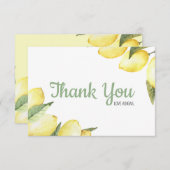Lemon Floral Waterverf Hartelijk dank Bedankkaart (Voorkant / Achterkant)