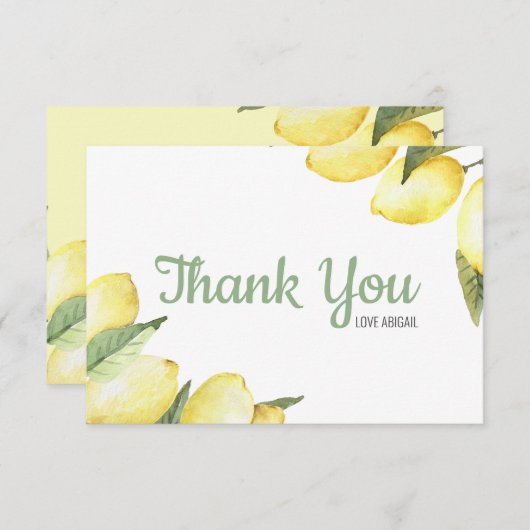 Lemon Floral Waterverf Hartelijk dank Bedankkaart (Voorkant / Achterkant)