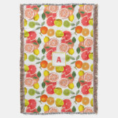 Lemon  Floral white daisy Pattern monogram Deken (Voorkant Verticaal)