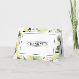 Lemon Floral White Wedding Folded Bedankt