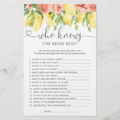 Lemon Floral Wie Weet Bruid De Beste Douche Spel (Voorkant)