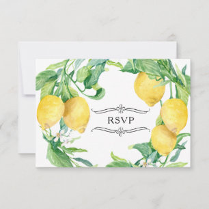 Lemon Floral Wreator Boerderij Blue White Tile RSVP Kaartje
