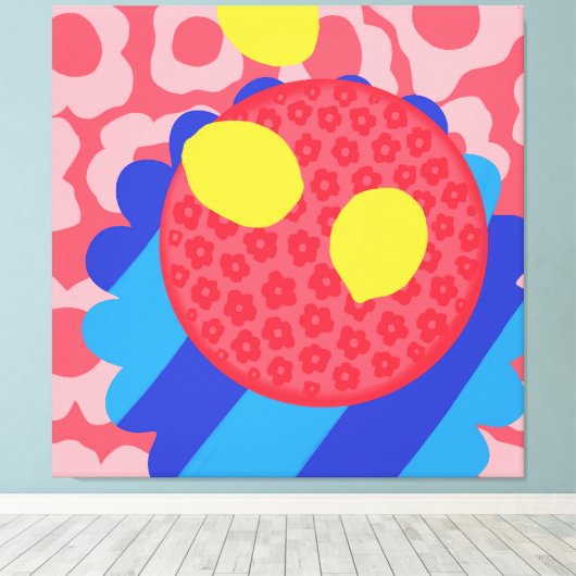 Lemon Flower Bord Canvas Afdruk (Insitu (Houten vloer))