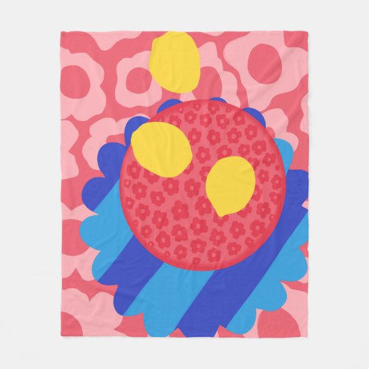 Lemon Flower Bord Fleece Deken (Voorkant)