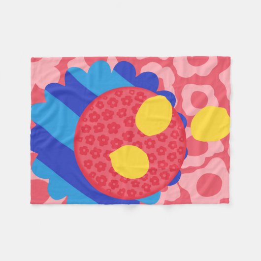 Lemon Flower Bord Fleece Deken (Voorkant (Horizontaal))