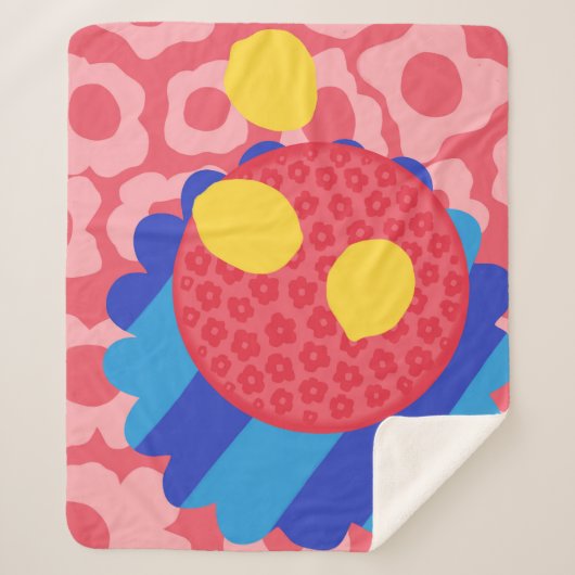 Lemon Flower Bord Sherpa Deken (Voorkant)