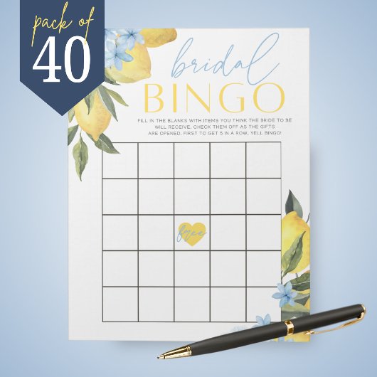 Lemon Flower Gift Bingo Bridal Shower Game Pack Notitieblok