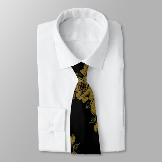 Lemon Flowers op zwart Stropdas (Gebonden)