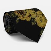 Lemon Flowers op zwart Stropdas (Opgerold)