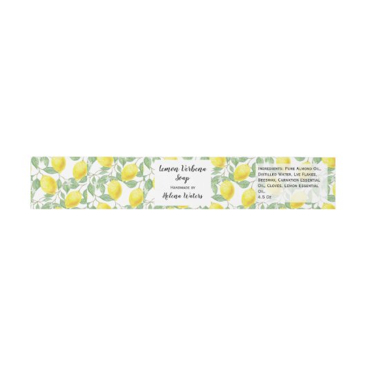 Lemon Foliage Artisanal Soap Band Wrap | Verpakkin Uitnodigingen Wikkel (Vlak)