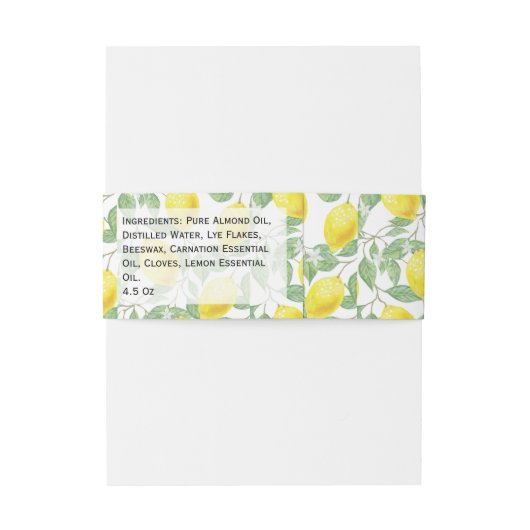 Lemon Foliage Artisanal Soap Band Wrap | Verpakkin Uitnodigingen Wikkel (Achterkant Voorbeeld)