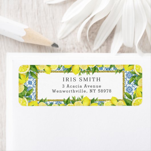 Lemon Foliage Mediterranean Return Address Label (Insitu)