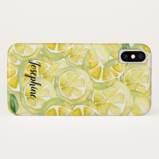 Lemon Fresh: Gepersonaliseerde Waterverf Lemons Te Case-Mate iPhone Case (Achterkant (horizontaal))