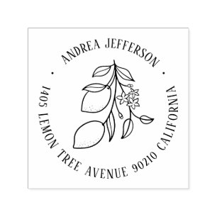 Lemon Fruit and Flower Custom Name Return-adres Zelfinktende Stempel