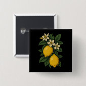 Lemon Fruit Art Lemon Boerderij Vierkante Button 5,1 Cm (Voorkant /achterkant)