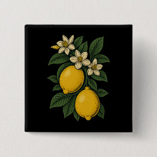 Lemon Fruit Art Lemon Boerderij Vierkante Button 5,1 Cm