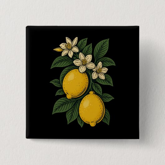 Lemon Fruit Art Lemon Boerderij Vierkante Button 5,1 Cm (Voorkant)