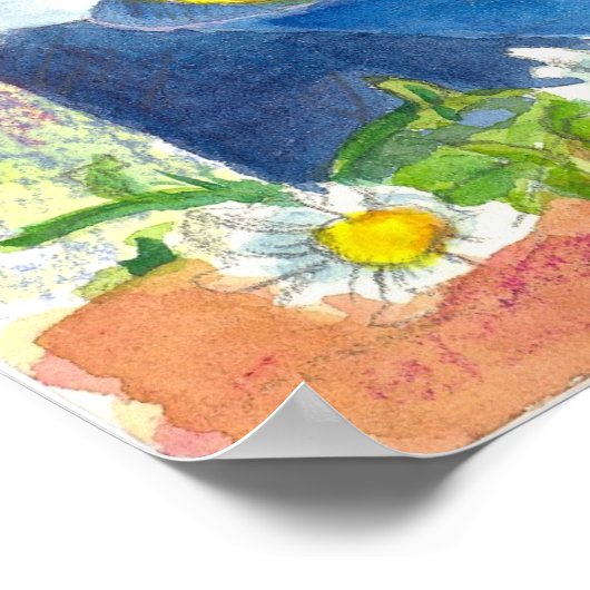 Lemon Fruit Bowl Daisy  Hatbox Waterverf Poster (Hoek)