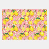 Lemon Fruit en Lemon Blossom Pink Inpakpapier Vel (Voorkant 2)