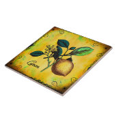 Lemon Fruit Flowers verlaat botanisch Tegeltje (Zijkant)