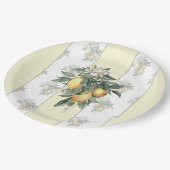 Lemon Fruit | Geel en wit gestreept Papieren Bordje (Gekanteld)