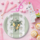 Lemon Fruit | Groen en wit gestreept Papieren Bordje (Feest)