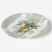 Lemon Fruit | Groen en wit gestreept Papieren Bordje (Gekanteld)