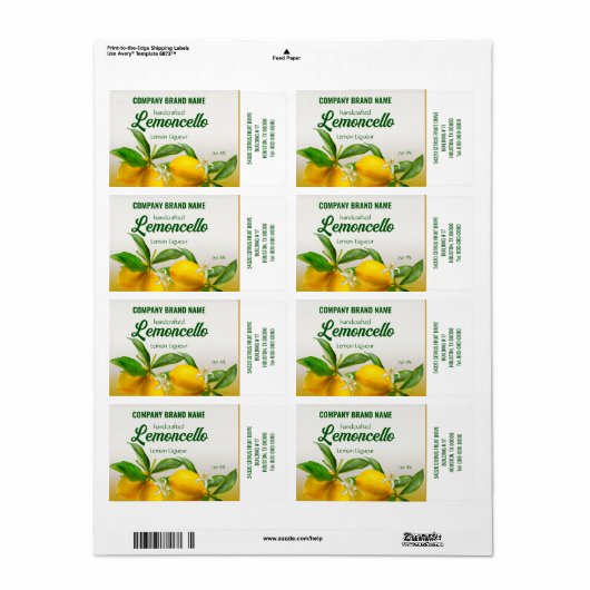 Lemon Fruit Lemoncello Etiket (Full Sheet)