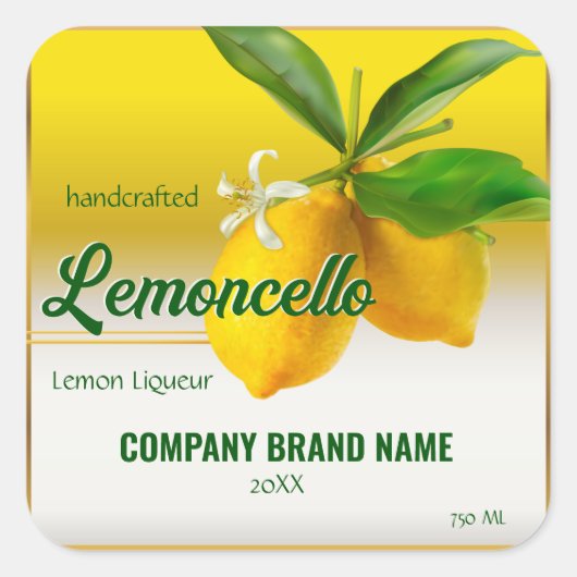 Lemon Fruit Lemoncello Vierkante Sticker (Voorkant)