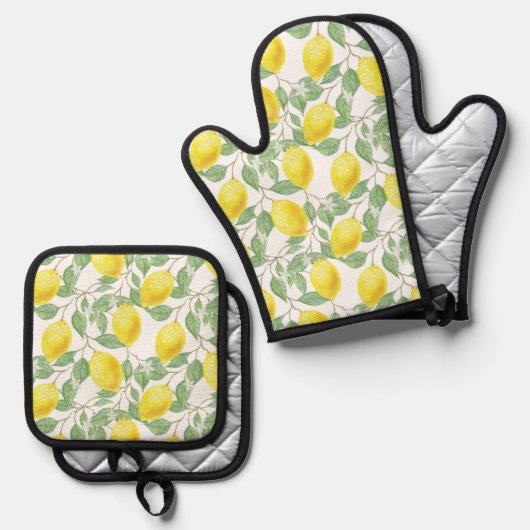 LEMON FRUIT PATTERN OVENWANT & PANNENLAP SET (Voorkant / Achterkant)