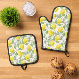 LEMON FRUIT PATTERN OVENWANT & PANNENLAP SET