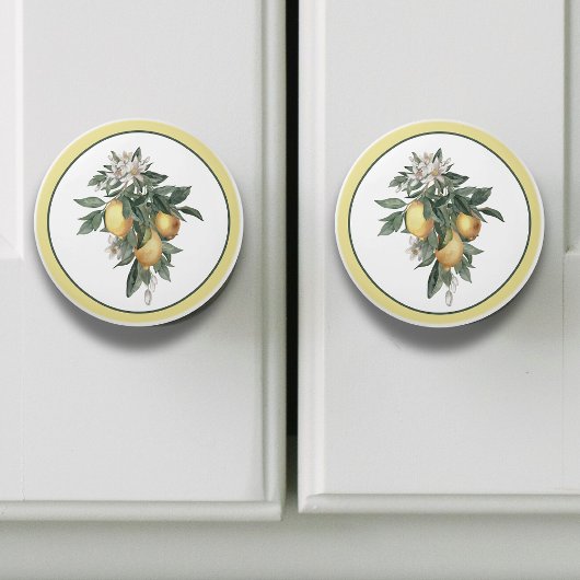 Lemon Fruit Round Keramische Knop
