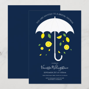 Lemon Fruit Umbrella Blue White Vrijgezellenfeest Kaart
