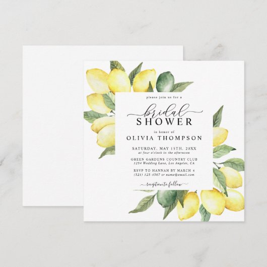 Lemon Fruit Waterverf Elegant Boho Vrijgezellenfee Kaart (Voorkant / Achterkant)