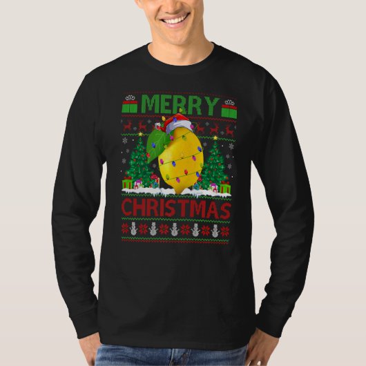 Lemon Fruit Xmas Tree Ugly Santa Lemon Kerstmis T-shirt (Voorkant)