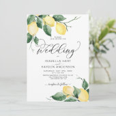 Lemon Fruit Yellow Garden Summer Botanical Wedding Kaart (Staand voorkant)