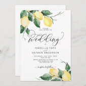 Lemon Fruit Yellow Garden Summer Botanical Wedding Kaart (Voorkant / Achterkant)