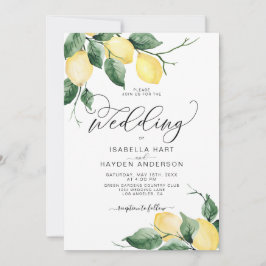 Lemon Fruit Yellow Garden Summer Botanical Wedding Kaart