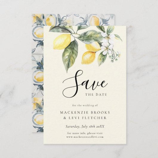 Lemon Garden Butter Yellow Wedding Save The Date (Voorkant / Achterkant)