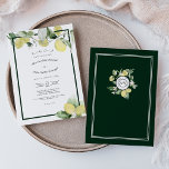 Lemon Garden Floral White Wedding Casual Kaart<br><div class="desc">Dit Lemon Garden Floral White Wedding Casual Uitnodigingsontwerp is een briljante keuze voor het creëren van een elegante en mooie esthetiek voor je bruiloft of een andere speciale gelegenheid. Klassiek wit met verfijnde zwarte typografie en schitterende kalligrafie is een toonbeeld van moderne, maar traditionele stijl. Donkere groene randen en achtergronden...</div>