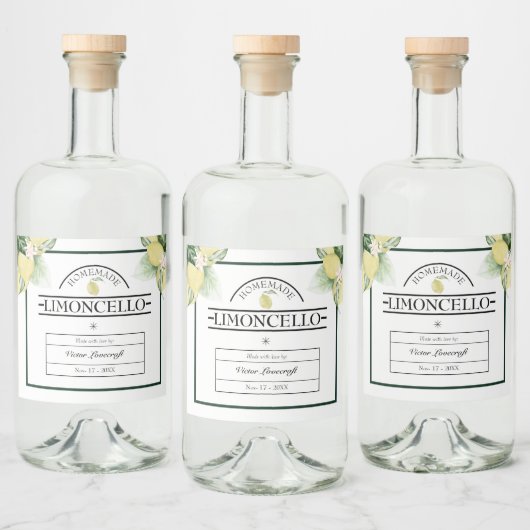 Lemon Garden Floral White Wedding Limoncello Likeurfles Etiket (Flessen)