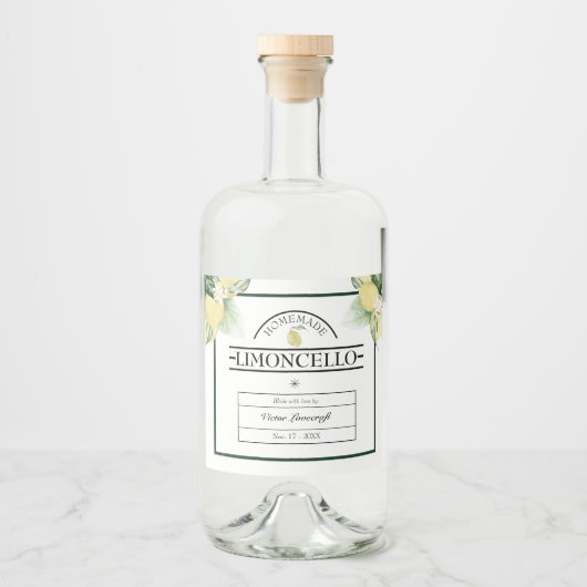 Lemon Garden Floral White Wedding Limoncello Likeurfles Etiket (Voorkant)