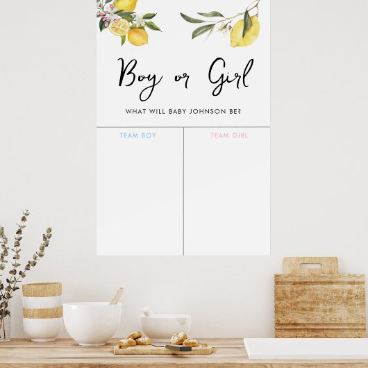Lemon Garden Girl of Boy Baby Gender Voeding Sign Poster (Keuken)