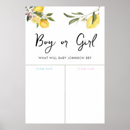 Lemon Garden Girl of Boy Baby Gender Voeding Sign Poster