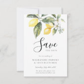 Lemon Garden Mediterrane Waterverf bruiloft Save The Date (Voorkant)