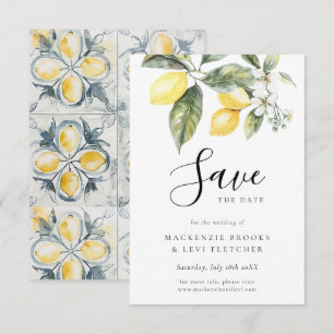 Lemon Garden Mediterrane Waterverf bruiloft Save The Date
