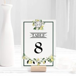 Lemon Garden Monogram White Wedding Kaart