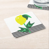 Lemon Garden Plant Stripes Kartonnen Onderzetters (Schuin)