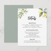 Lemon Garden Wedding Details Behuizing Kaart (Voorkant / Achterkant)