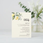 Lemon Garden Wedding Details Eenvoudige behuizing Informatiekaartje (Staand voorkant)